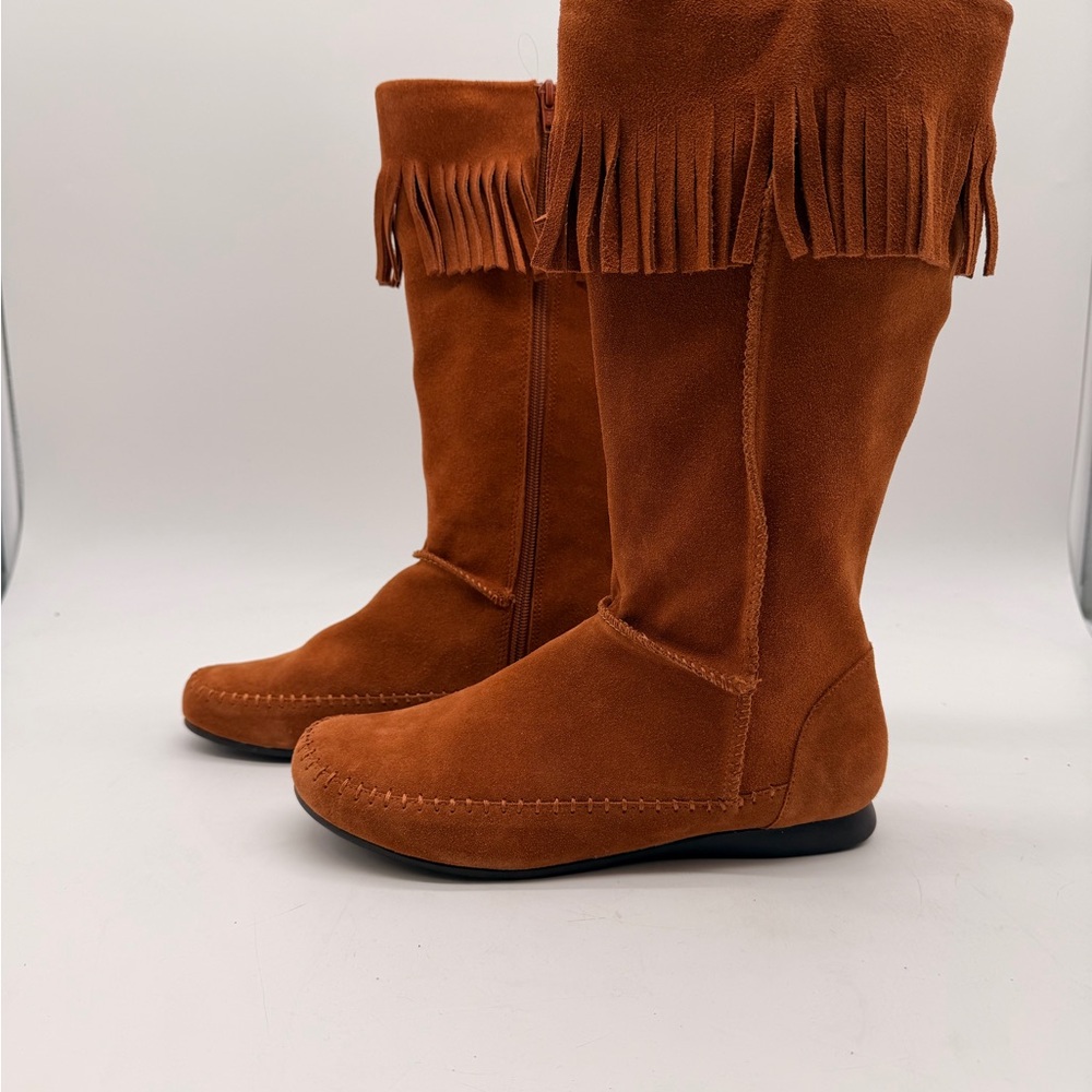 BLEKA Sundancetan Women’s Fringe Mid-Calf Boots Tan Size 8 New in Box